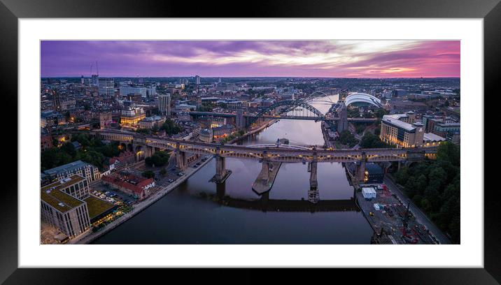 Newcastle Tyne Bridges Framed Mounted Print by Apollo Aerial Photography