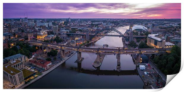 Newcastle Tyne Bridges Print by Apollo Aerial Photography