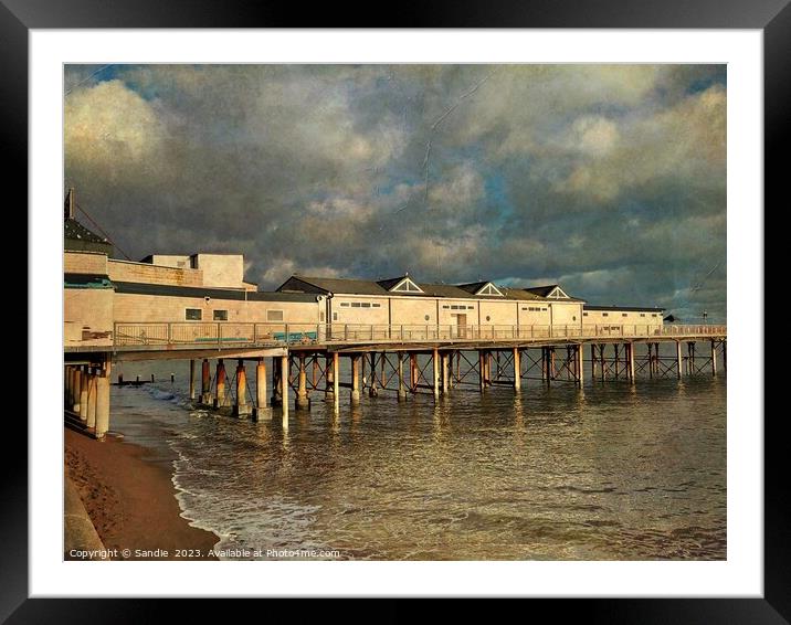 Teignmouth Pier, in winter jutting out to sea Framed Mounted Print by Sandie 