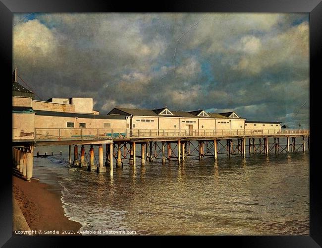 Teignmouth Pier, in winter jutting out to sea Framed Print by Sandie 