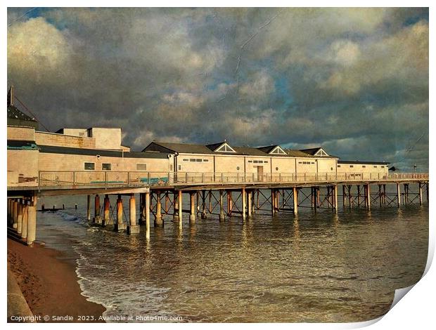 Teignmouth Pier, in winter jutting out to sea Print by Sandie 