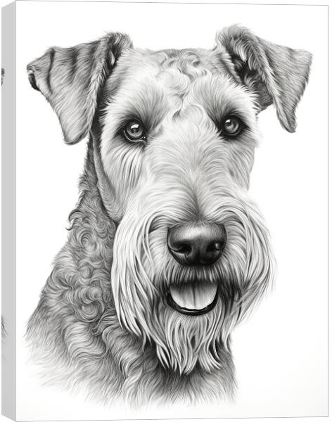 Airedale Terrier Pencil Drawing Canvas Print by K9 Art