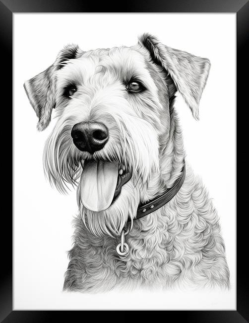 Airedale Terrier Pencil Drawing Framed Print by K9 Art
