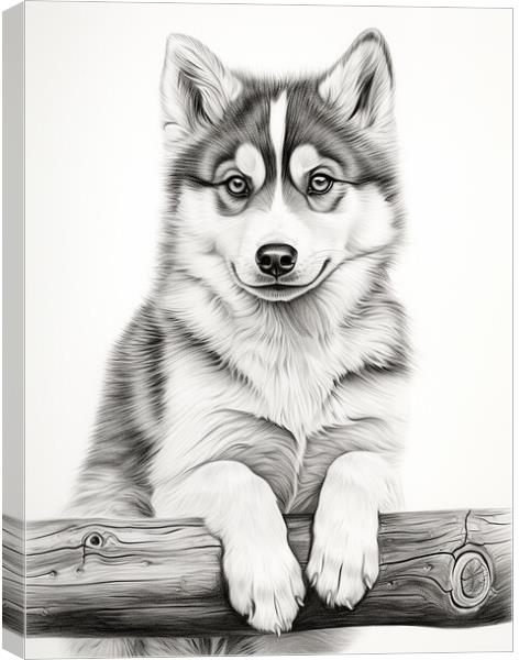 Alaskan Klee Kai Pencil Drawing Canvas Print by K9 Art