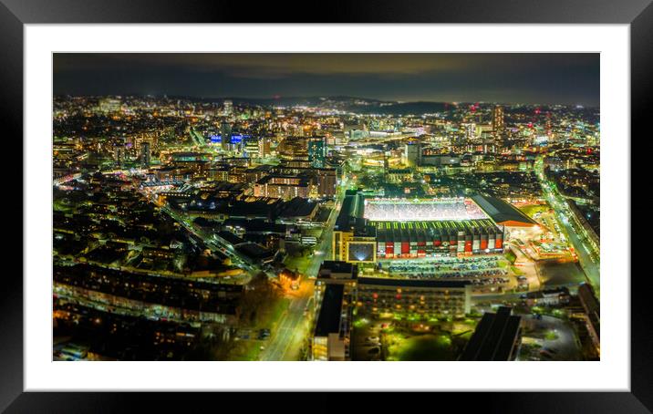 Bramall Lane Under The Lights Framed Mounted Print by Apollo Aerial Photography