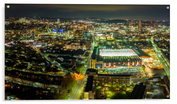 Bramall Lane Under The Lights Acrylic by Apollo Aerial Photography