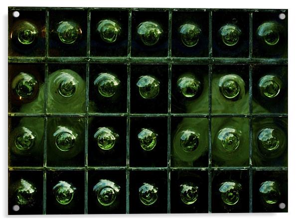 Green Bottle Glass and Spectres Acrylic by Tim O'Brien