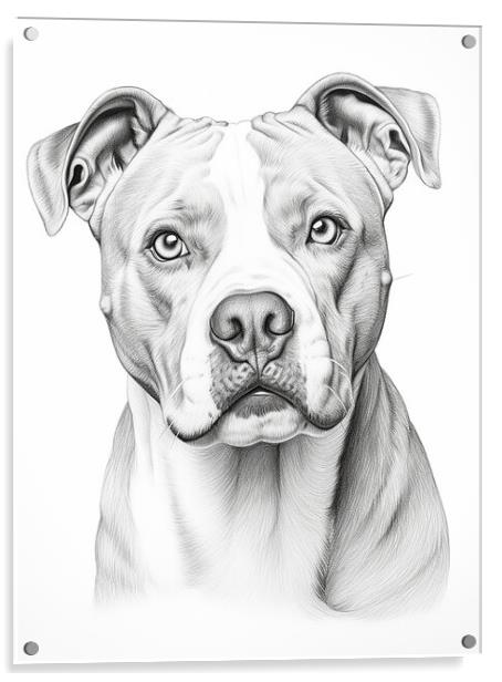 American Bulldog Pencil Drawing Acrylic by K9 Art