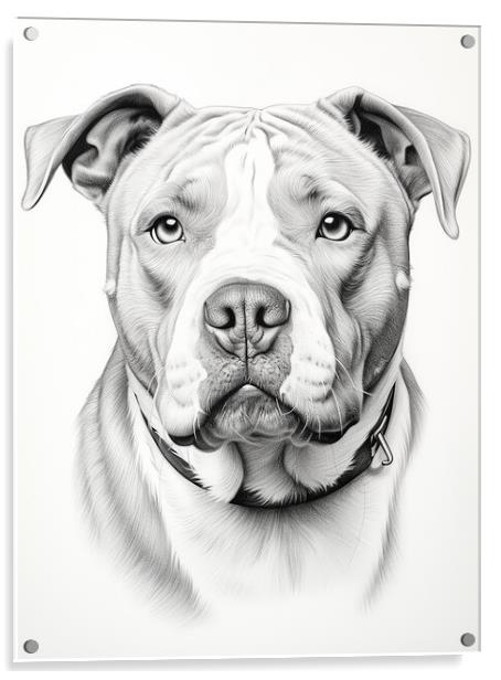 American Bulldog Pencil Drawing Acrylic by K9 Art