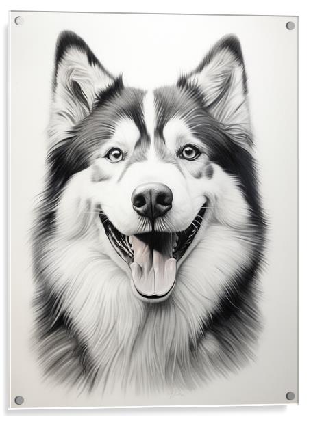 Alaskan Malamute Pencil Drawing Acrylic by K9 Art