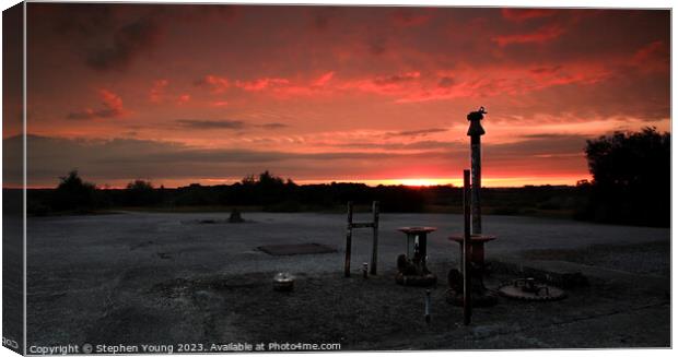 Resilient Echoes: Greenham's Historic Sunset Canvas Print by Stephen Young