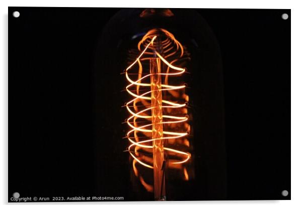 Vintage bulb glowing Acrylic by Arun 