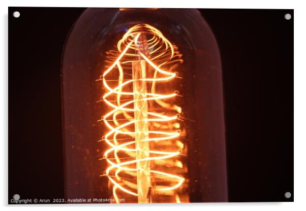 Vintage bulb glowing Acrylic by Arun 