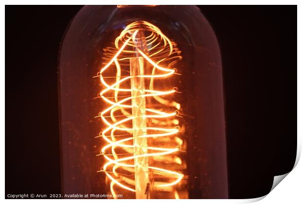 Vintage bulb glowing Print by Arun 