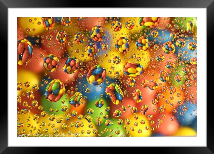 Close up of water drops Framed Mounted Print by Arun 