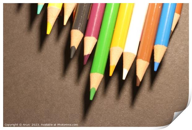 Colored pencil box Print by Arun 