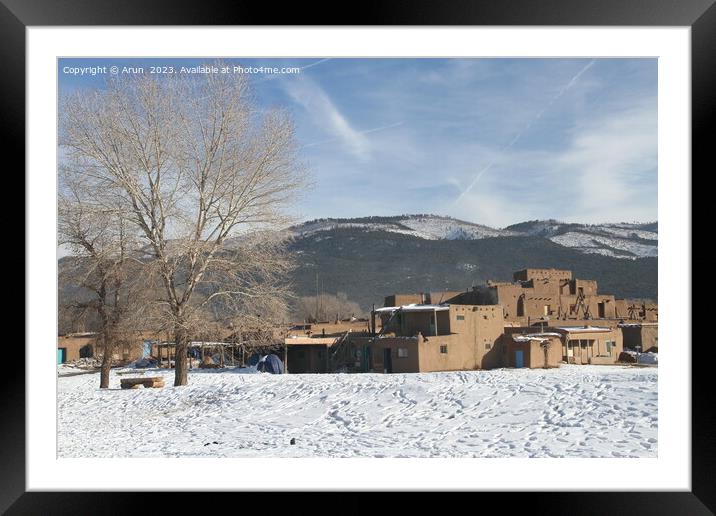 Taos Pueblo in New Mexico Framed Mounted Print by Arun 