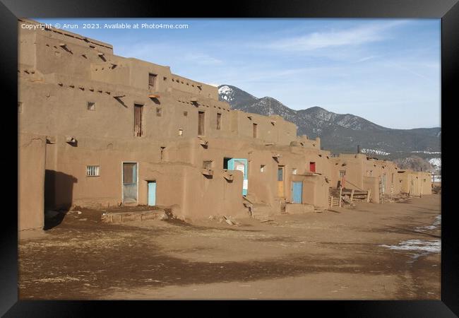 Taos Pueblo in New Mexico Framed Print by Arun 
