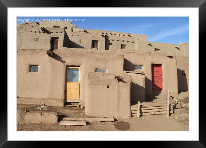 Taos Pueblo in New Mexico Framed Mounted Print by Arun 