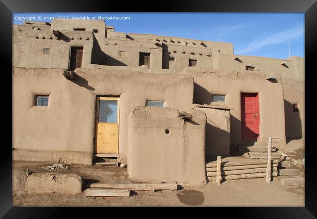 Taos Pueblo in New Mexico Framed Print by Arun 