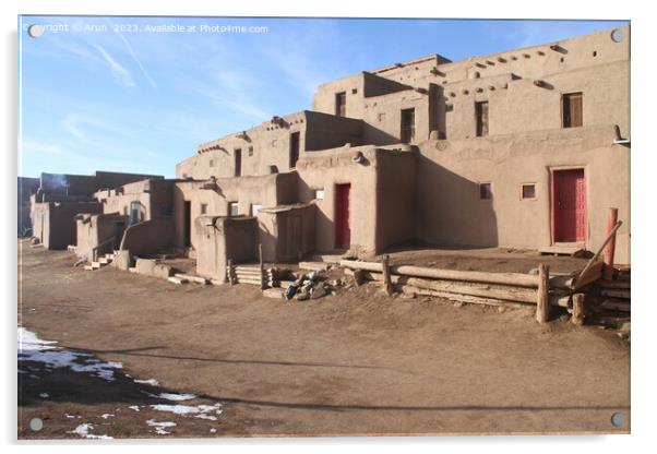 Taos Pueblo in New Mexico Acrylic by Arun 
