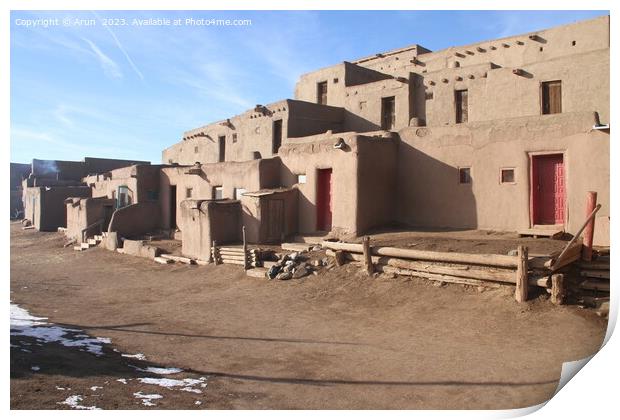 Taos Pueblo in New Mexico Print by Arun 