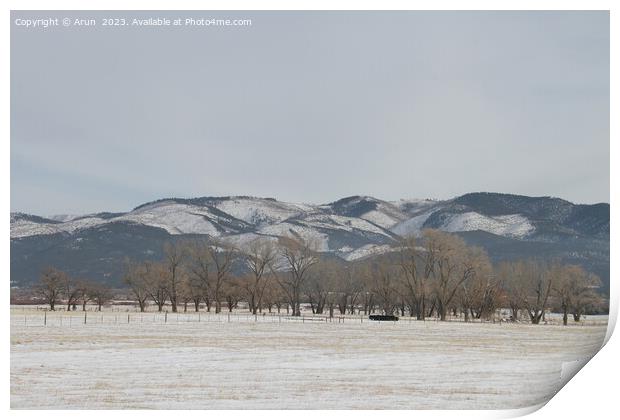 Winter Landscape in New Mexico Print by Arun 