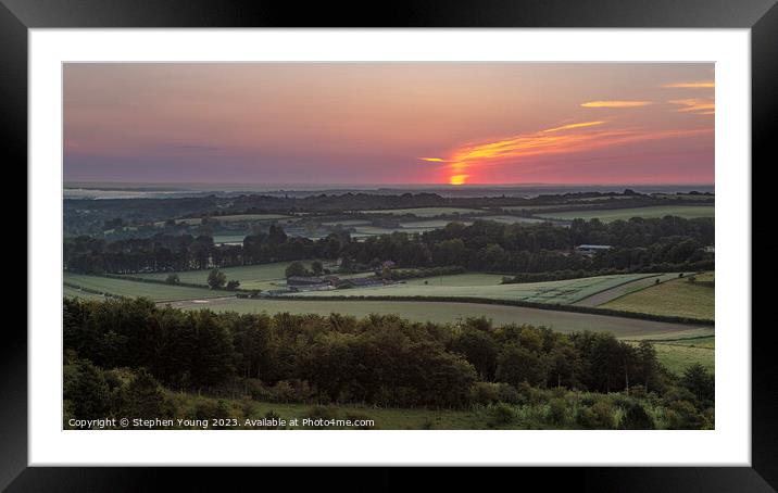 Midsummer Magic: Sunrise Over Watership Downs Framed Mounted Print by Stephen Young