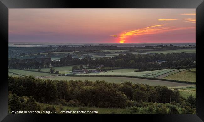 Midsummer Magic: Sunrise Over Watership Downs Framed Print by Stephen Young