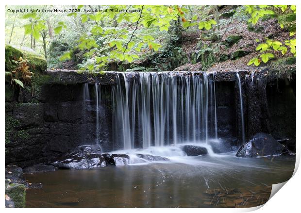 Dreamy waterfall local in Staffordshire. Print by Andrew Heaps