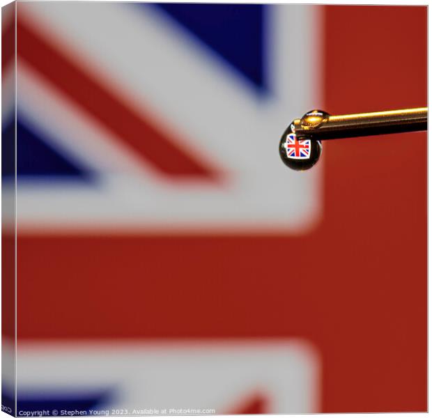 Britannia in a Drop: Capturing the Union Jack in a Water Droplet Canvas Print by Stephen Young