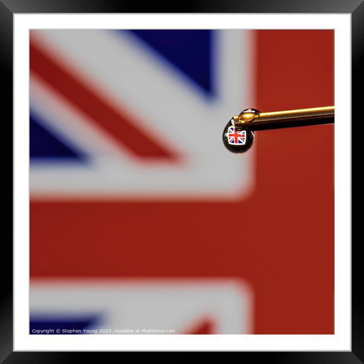 Britannia in a Drop: Capturing the Union Jack in a Water Droplet Framed Mounted Print by Stephen Young