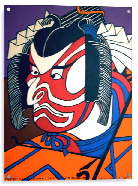 Fierce Kabuki Actor Acrylic by Stephanie Moore