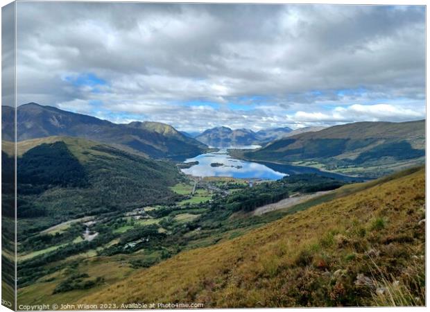 Loch Leven from the  Pap of Glencoe  Canvas Print by John Wilson