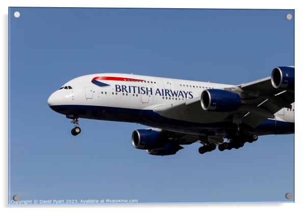 British Airways Airbus A380-841  Acrylic by David Pyatt