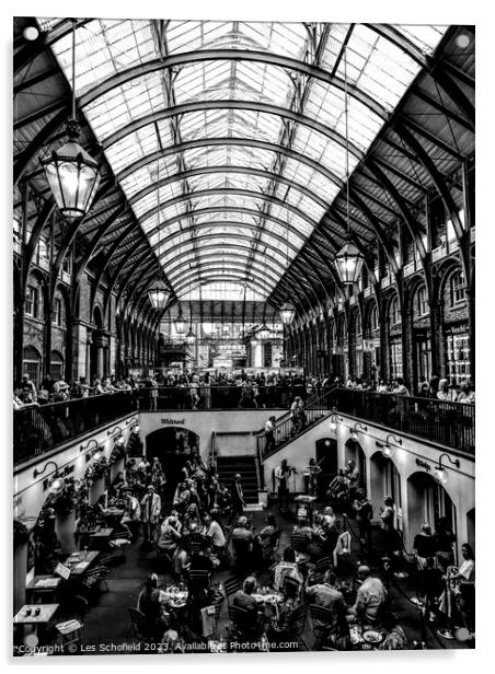 Black and white covent garden London  Acrylic by Les Schofield