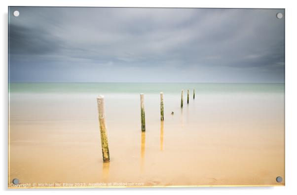 Beach Posts at Castlerock. Acrylic by Michael Mc Elroy