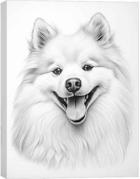 American Eskimo Dog Pencil Drawing Canvas Print by K9 Art