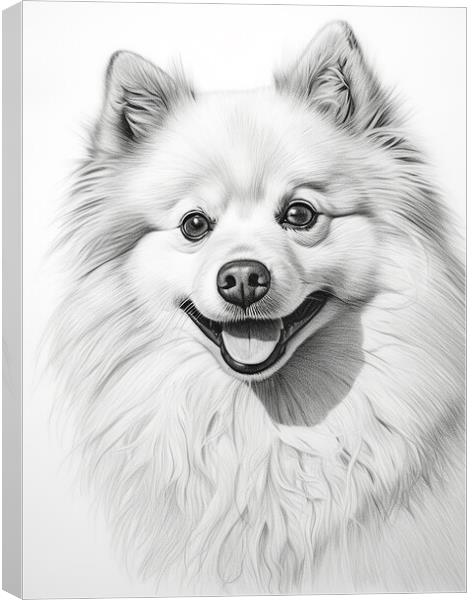 American Eskimo Dog Pencil Drawing Canvas Print by K9 Art