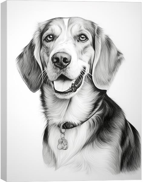 American Foxhound Pencil Drawing Canvas Print by K9 Art