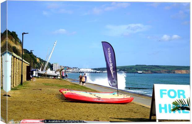 Canoe for hire,Sandown, Isle of Wight Canvas Print by john hill
