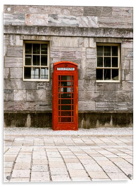 Iconic British Red Telephone Box At The Royal William Yard In Pl Acrylic by Peter Greenway