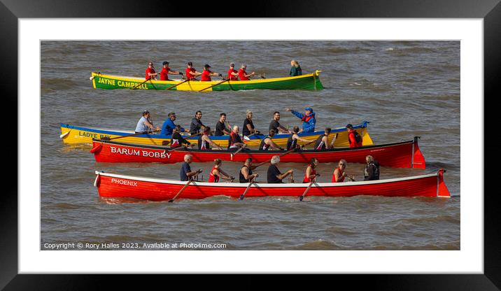 Clevedon Pilot Gig Regatta 2023 on the start line ready to go Framed Mounted Print by Rory Hailes
