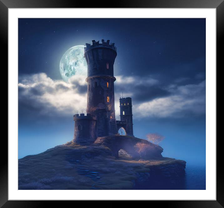 Moonlit Tower Framed Mounted Print by Fraser Hetherington