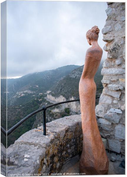 red statue of woman watching  Canvas Print by Jonny Angle