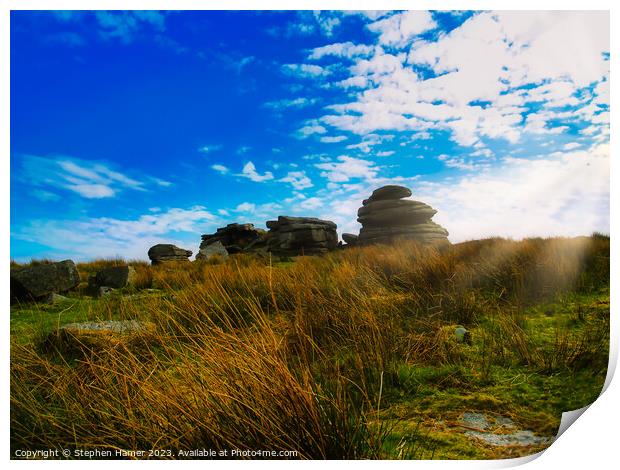 Combestone Tor Print by Stephen Hamer