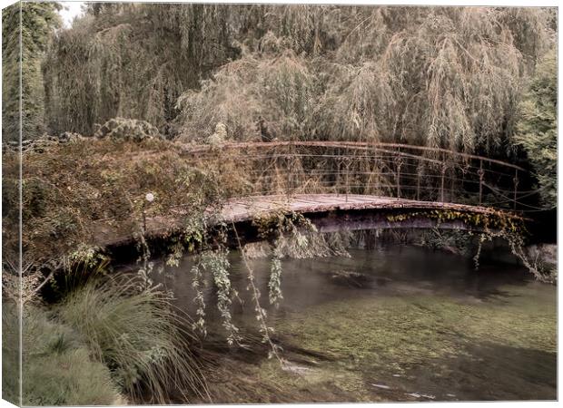 Rustic Bridge and Willow  Canvas Print by Kate Lake