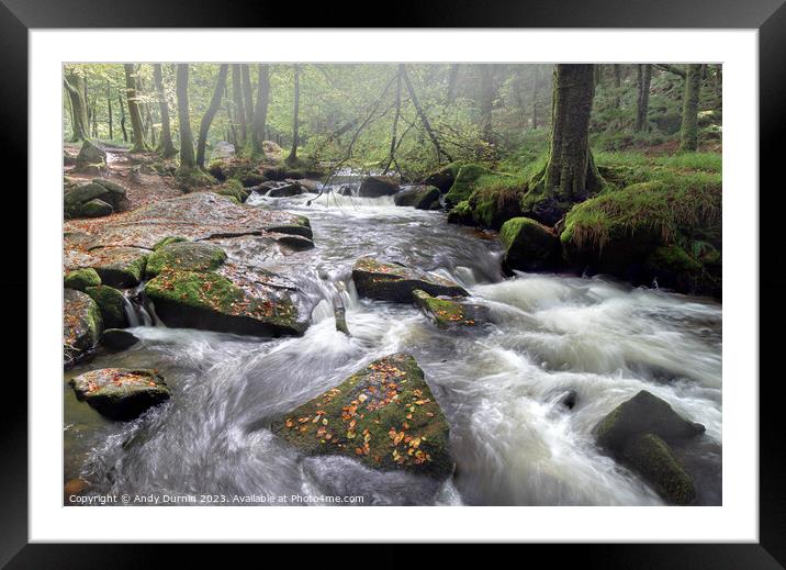 Golitha Falls Cascade Framed Mounted Print by Andy Durnin