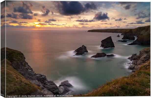 Bedruthan Steps Sunset Canvas Print by Andy Durnin