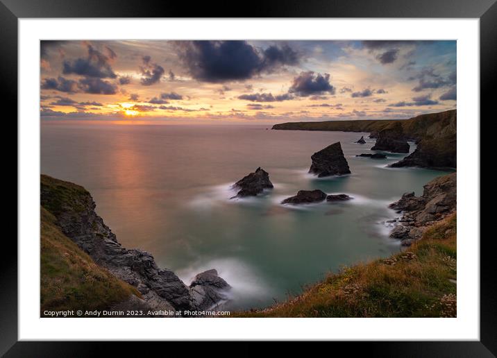 Bedruthan Steps Sunset Framed Mounted Print by Andy Durnin